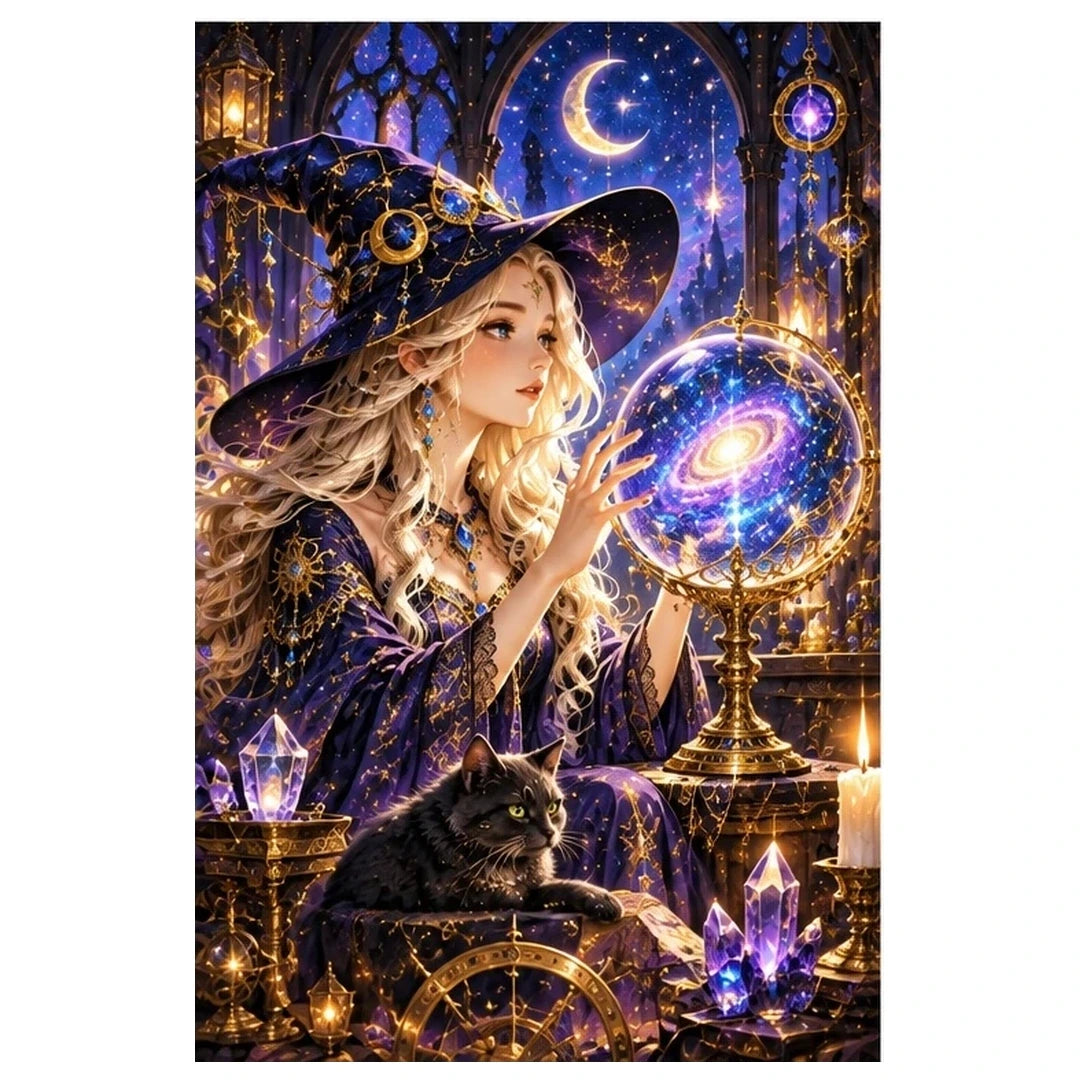 Star Witch Crystal Ball original artwork on white