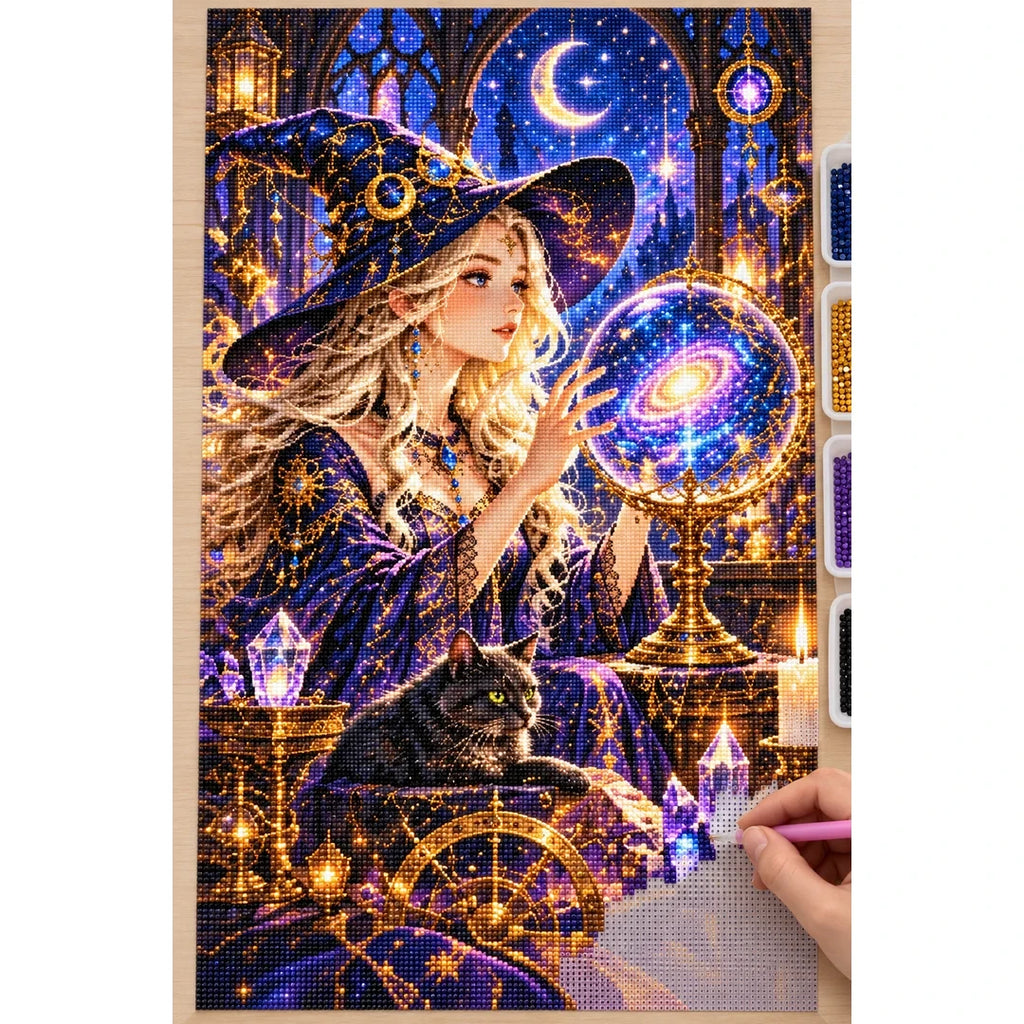 Star Witch Crystal Ball diamond painting process