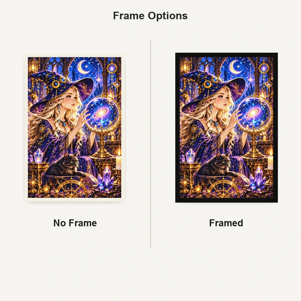 Star Witch Crystal Ball No Frame and Framed comparison
