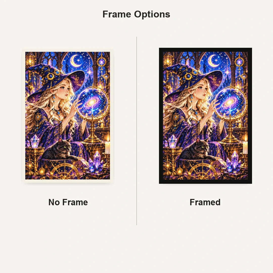 Star Witch Crystal Ball No Frame and Framed comparison