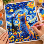 Diamond painting process for Starlit Gaze Diamond Painting Kit