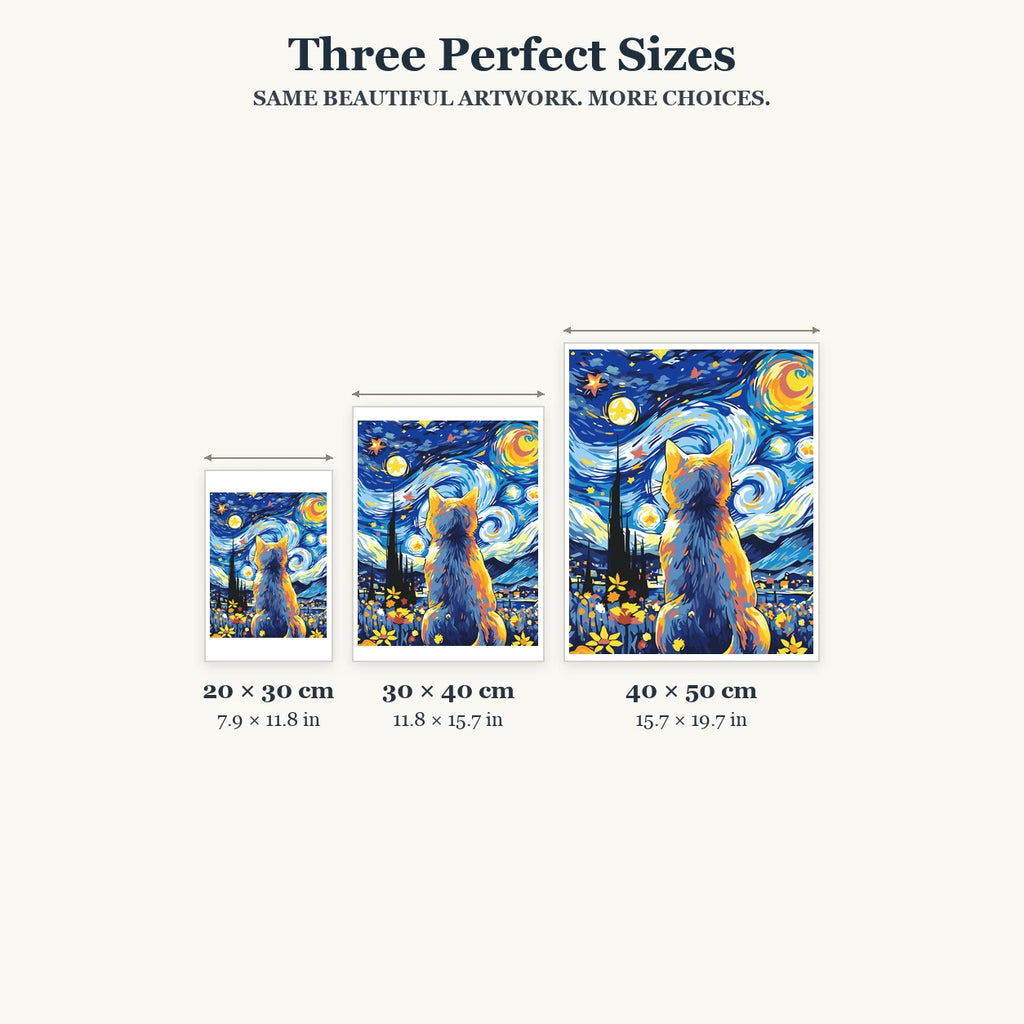 Size guide for Starlit Gaze Diamond Painting Kit