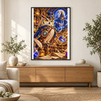 Steampunk Owl Alchemist finished artwork in home décor