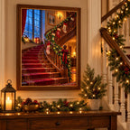 Framed and no-frame options for the Christmas staircase diamond painting.