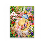 Straw Hat in a Flower Garden Paint by Numbers Kit: finished artwork on a front-facing canvas against a white background