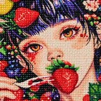 Close-up of diamond drill details in strawberry kiss.
