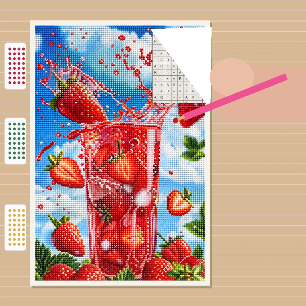 Strawberry Splash Diamond Painting Kit process view