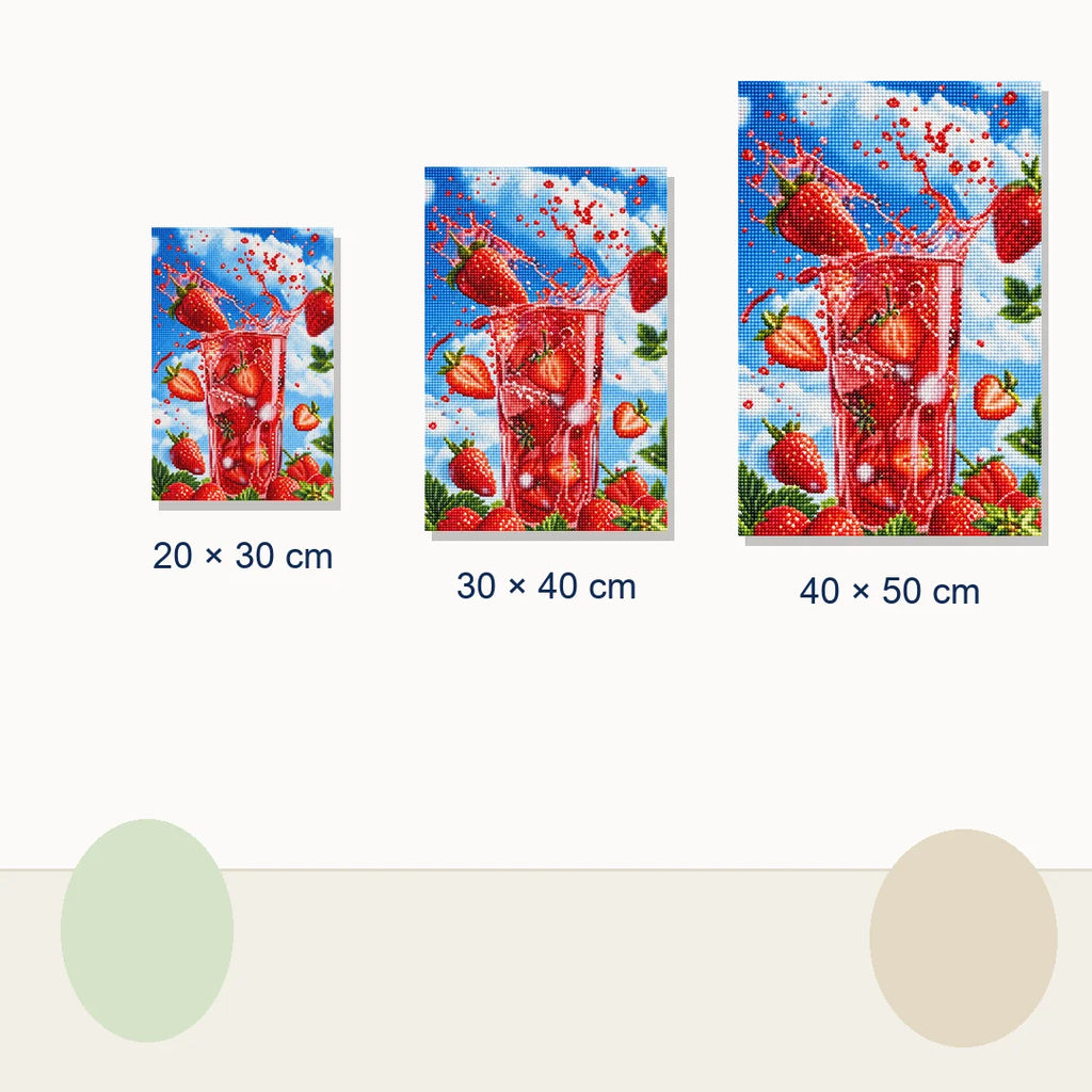Strawberry Splash Diamond Painting Kit size view