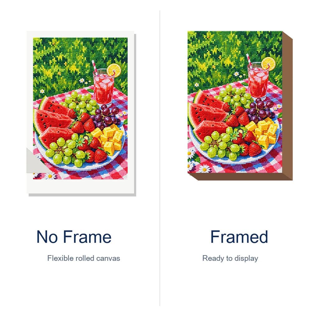 Summer Fruit Picnic Diamond Painting Kit frame view