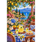 Summer Lemonade Garden Party — finished diamond painting on a white background