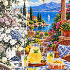 Summer Lemonade Garden Party — close-up canvas and resin drill detail