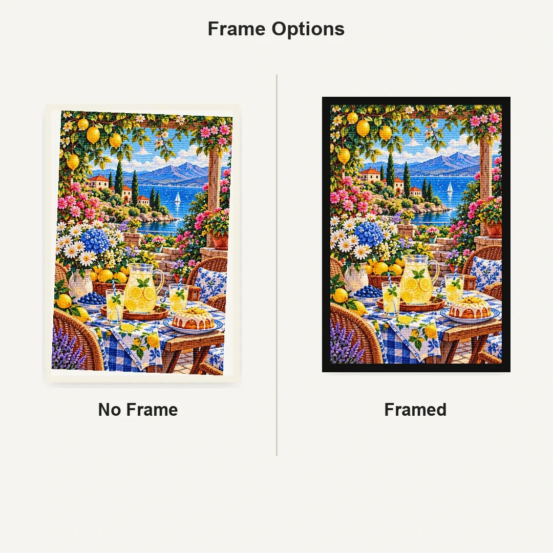 Summer Lemonade Garden Party — No Frame and Framed style comparison