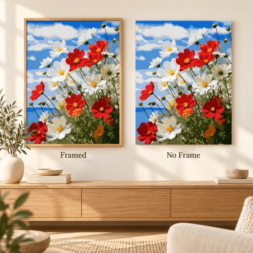 Framed and no-frame comparison for Summer Meadow Blooms