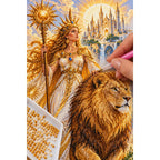 Sun Goddess Lion Diamond Painting Kit diamond placement process