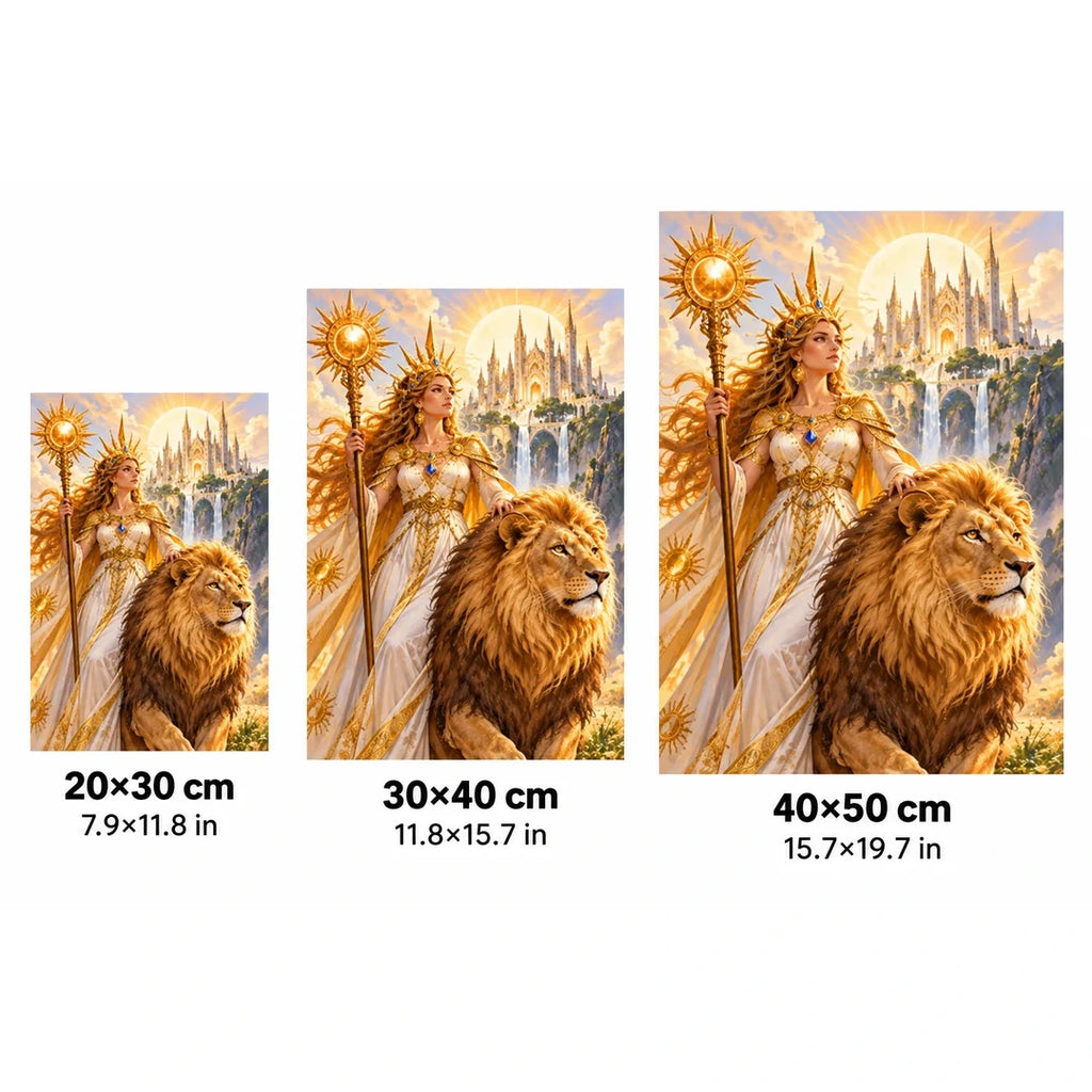 Sun Goddess Lion Diamond Painting Kit size guide