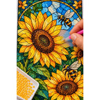 Sunflower Bees Stained Glass Diamond Painting Kit — diamond painting application process