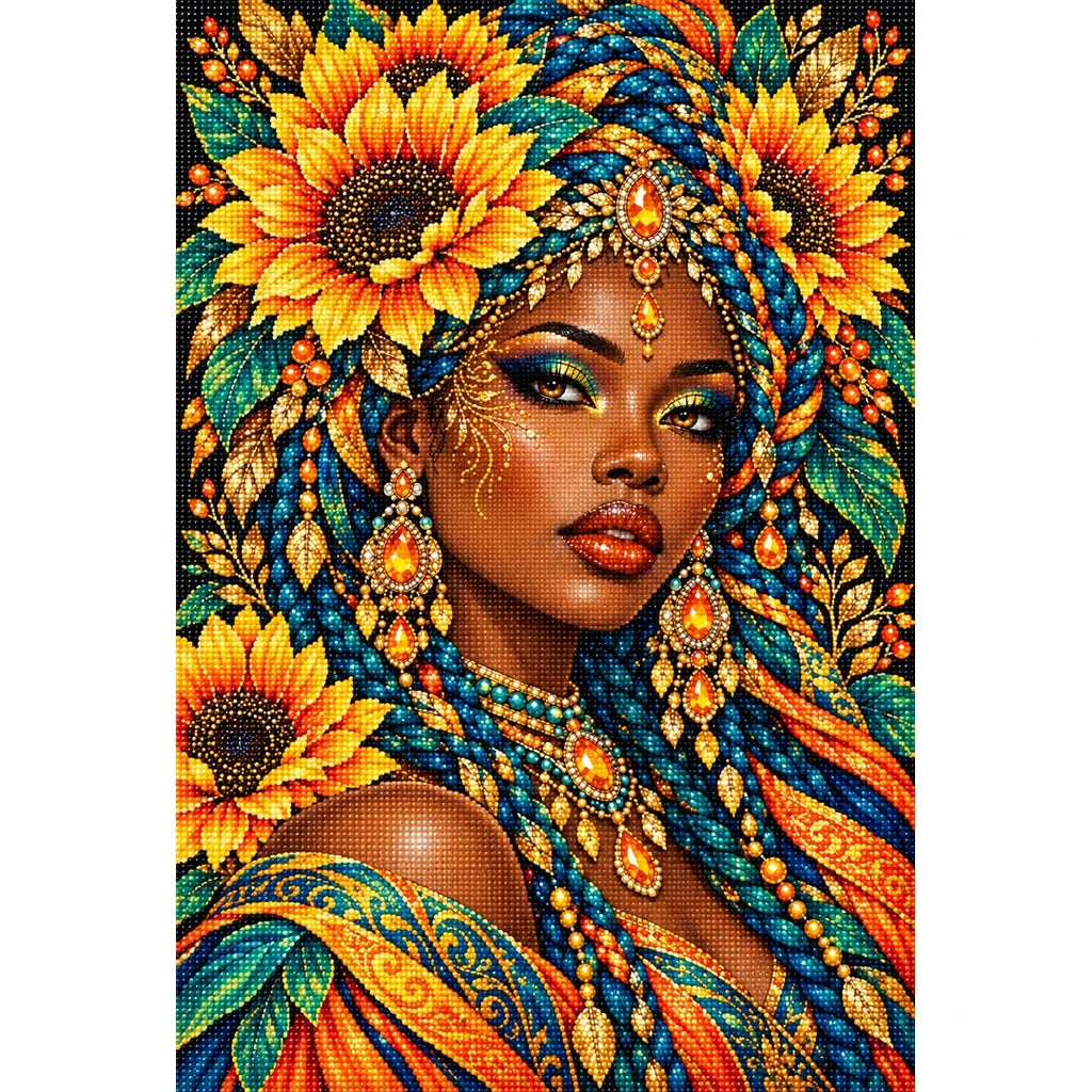 Sunflower Goddess original artwork on white background