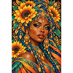 Sunflower Goddess original artwork on white background