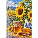 Sunflower Honey Jar Diamond Painting Kit diamond and canvas detail