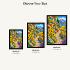 Sunflower Path Stone Farmhouse — size comparison for 20 × 30, 30 × 40 and 40 × 50 cm