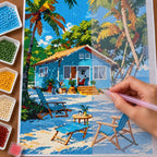 Diamond painting process for Sunlit Beachside Haven