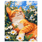 Finished diamond painting for Sunlit Cat Among Daisies Diamond Painting Kit