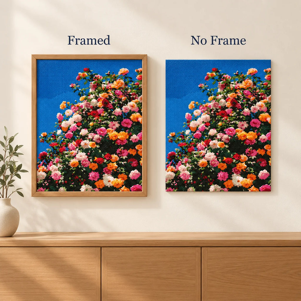 Framed and no-frame comparison for Sunlit Rose Canopy