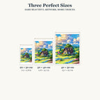 20 × 30, 30 × 40 and 40 × 50 cm size guide for Sunlit Cottage In Bloom
