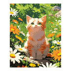Original artwork for Sunlit Curious Cat Diamond Painting Kit