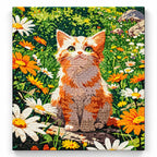 Finished diamond painting for Sunlit Curious Cat Diamond Painting Kit