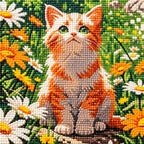 Diamond detail for Sunlit Curious Cat Diamond Painting Kit
