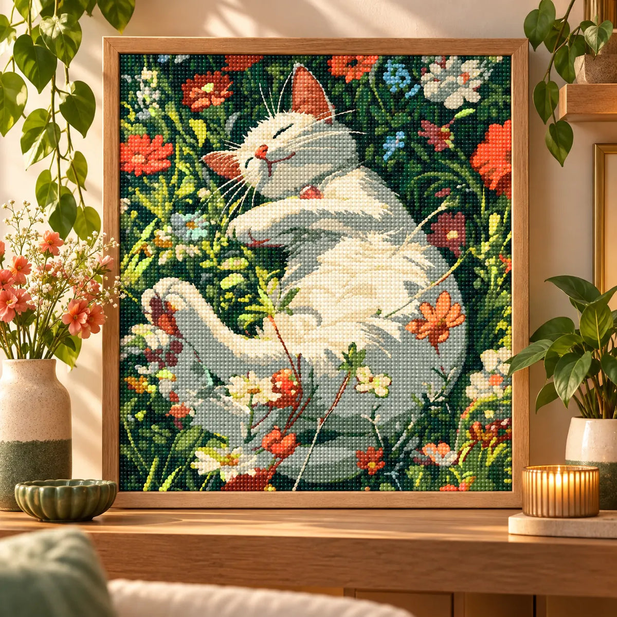 Home decor scene for Sunlit Garden Nap Diamond Painting Kit