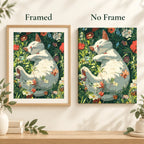 Framed and no-frame comparison for Sunlit Garden Nap Diamond Painting Kit