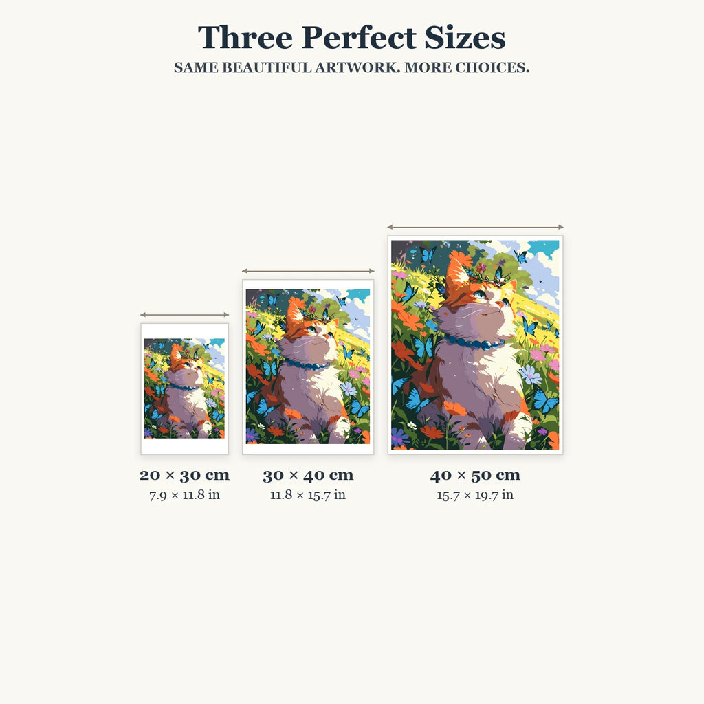Size guide for Sunlit Meadow Guardian Diamond Painting Kit