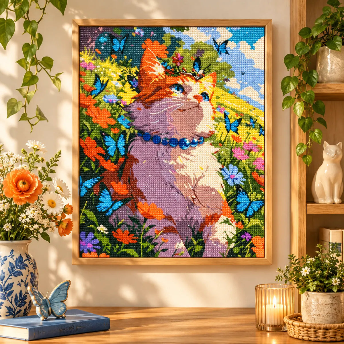 Home decor scene for Sunlit Meadow Guardian Diamond Painting Kit