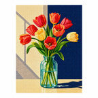 White-background finished diamond painting of Sunlit Tulip Bouquet