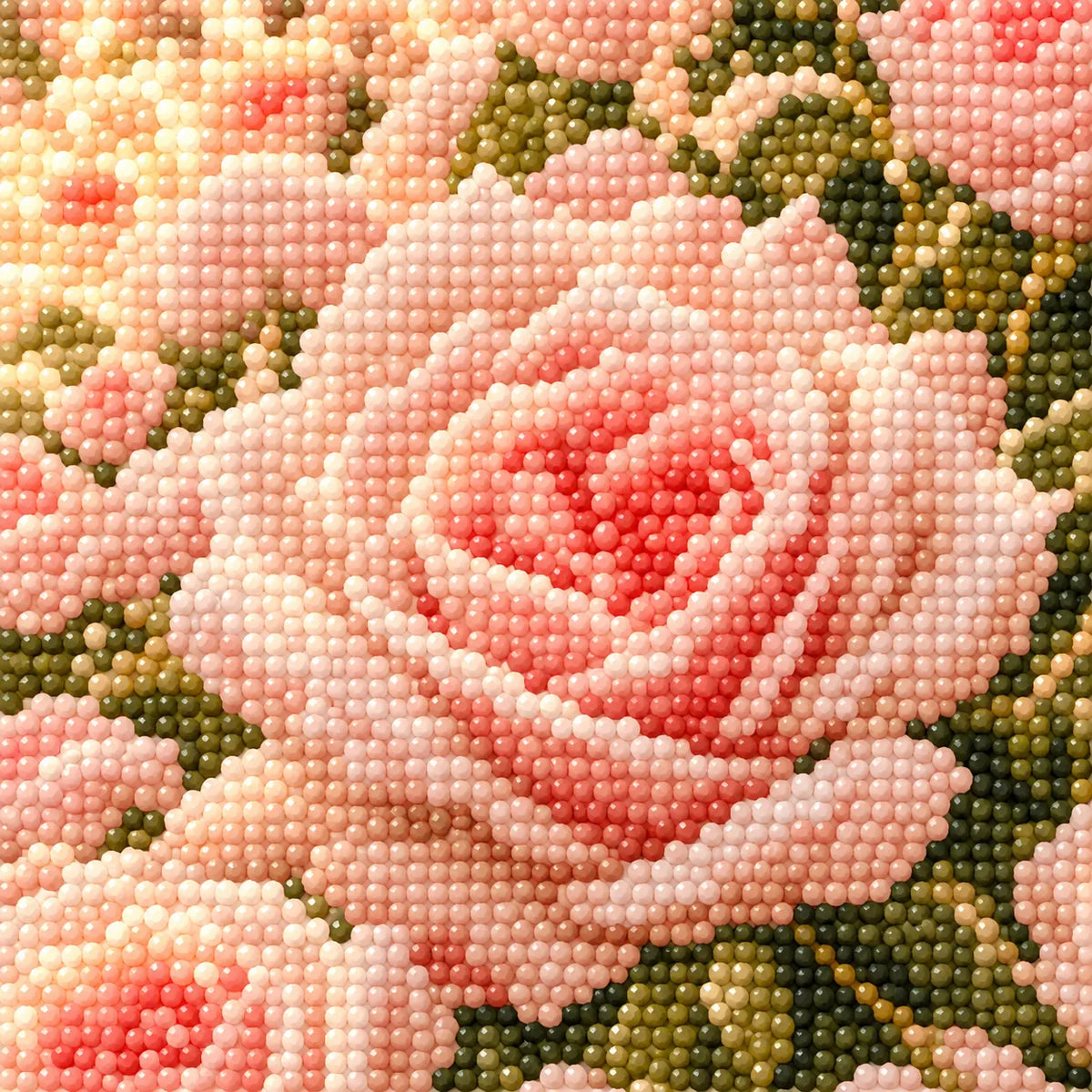Close-up diamond drill detail of Sunlit Rose Terrace