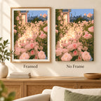 Framed and no-frame comparison for Sunlit Rose Terrace