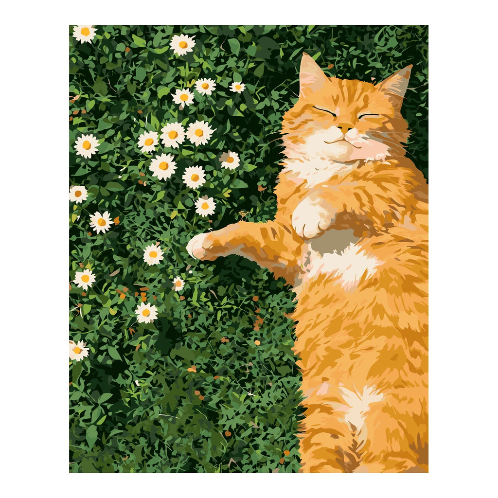 Original artwork for Sunlit Slumber Among Daisies Diamond Painting Kit