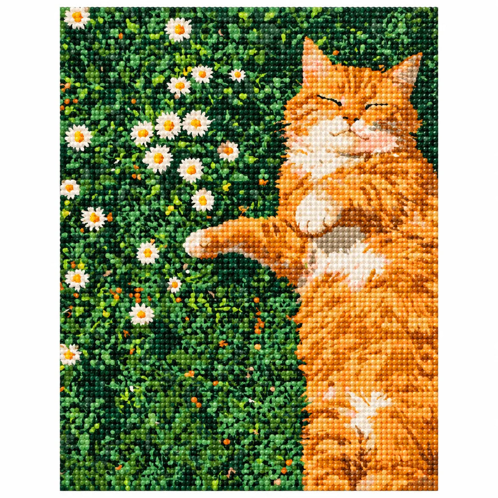 Finished diamond painting for Sunlit Slumber Among Daisies Diamond Painting Kit