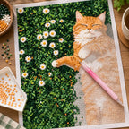 Diamond painting process for Sunlit Slumber Among Daisies Diamond Painting Kit