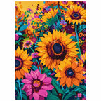 Finished diamond painting of sunlit summer bloom.
