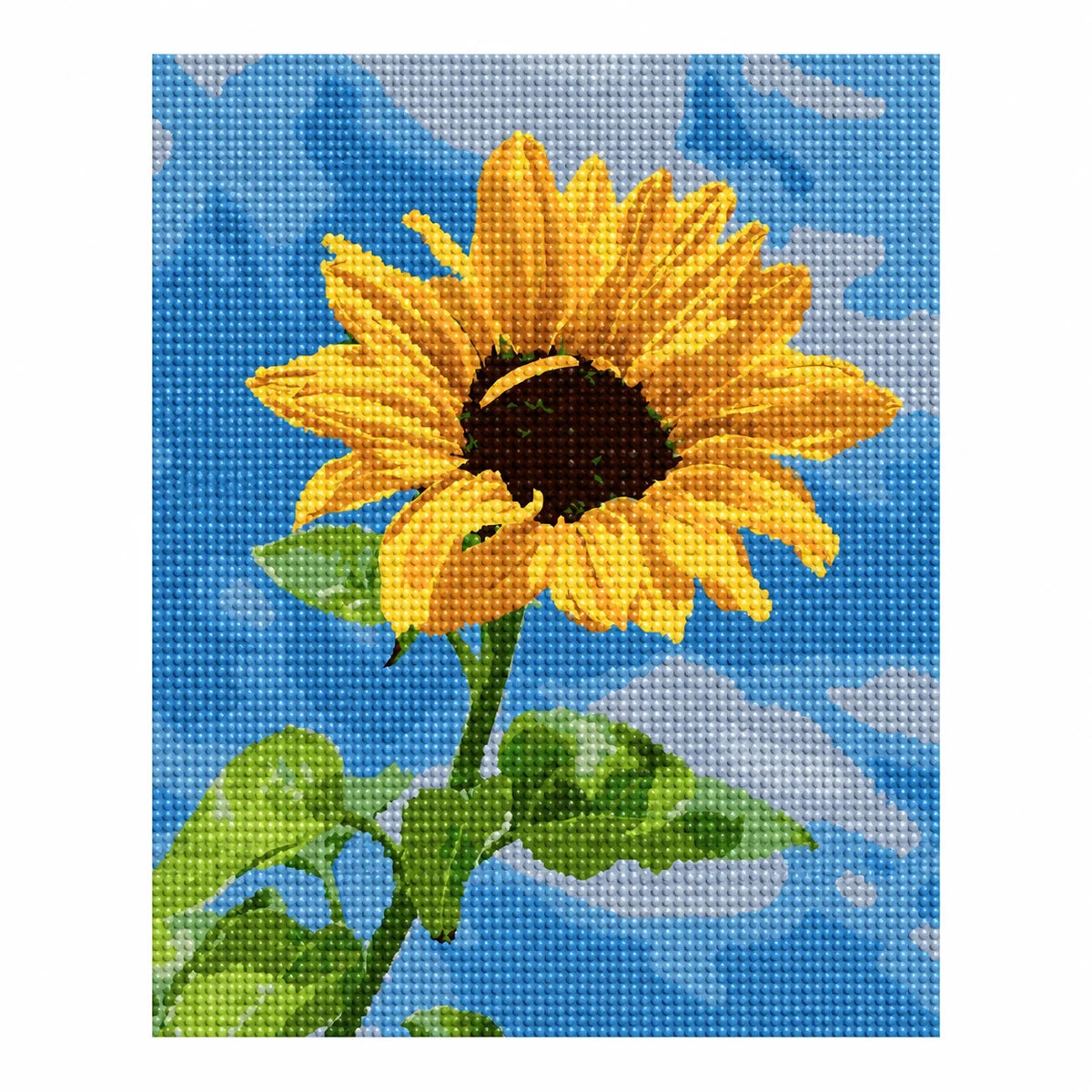 White-background finished diamond painting of Sunlit Bloom
