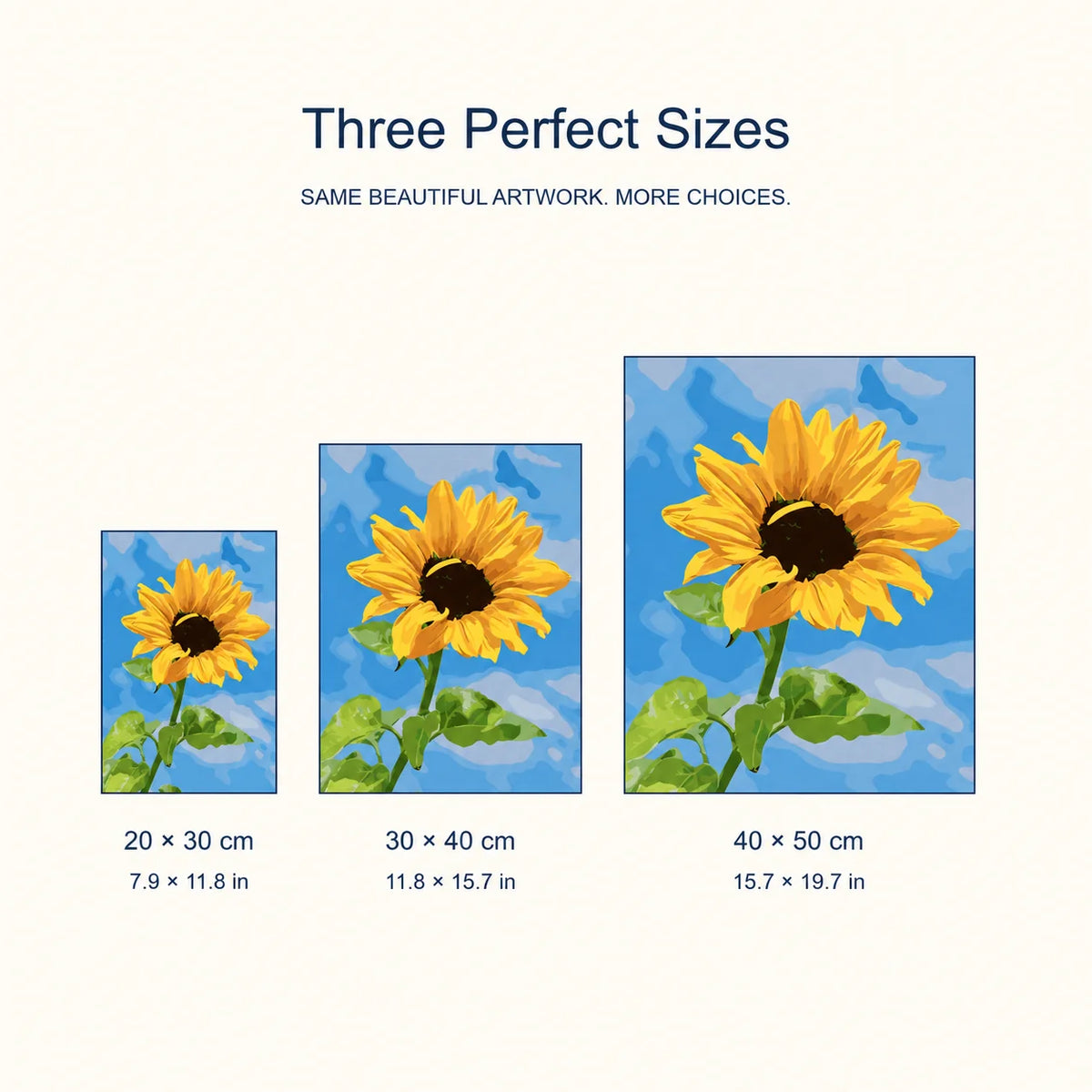 Three canvas sizes for Sunlit Bloom