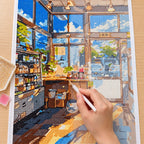 Diamond painting process for Sunlit Urban Market