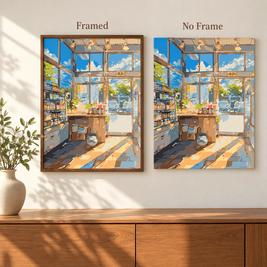 Framed and no-frame comparison for Sunlit Urban Market
