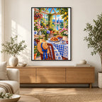 Sunny Breakfast Nook Wildflowers — finished diamond painting displayed in a home interior