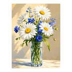 Original artwork for Sunny Daisies and Blue Blooms