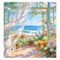 Sunroom Flowers by the Turquoise Sea — original image, diamond painting kit