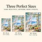 20 × 30 cm, 30 × 40 cm and 40 × 50 cm size options for a sunroom flowers design — sizes image, diamond painting kit
